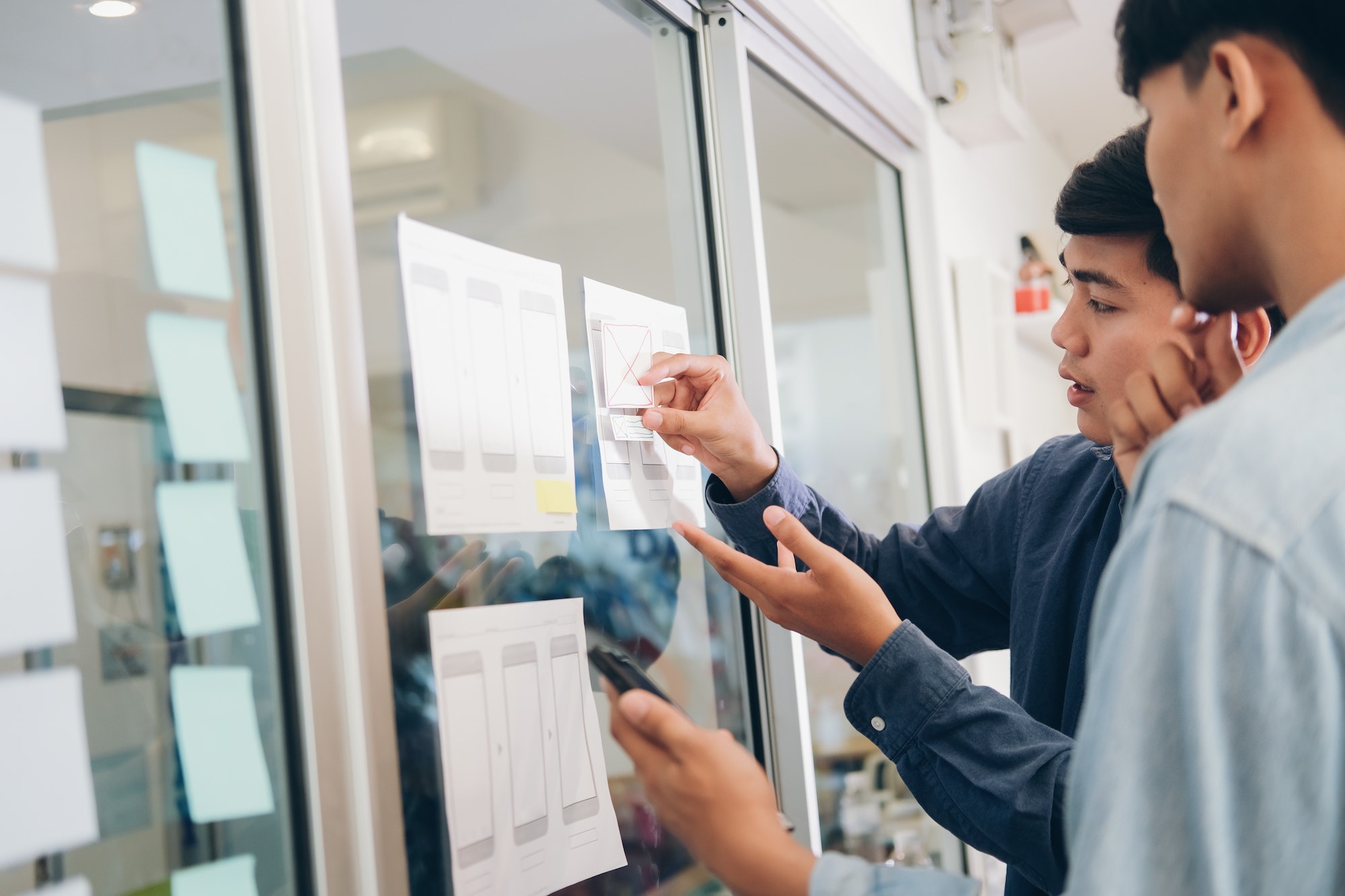 Web designer teamwork concept UX UI designer planning